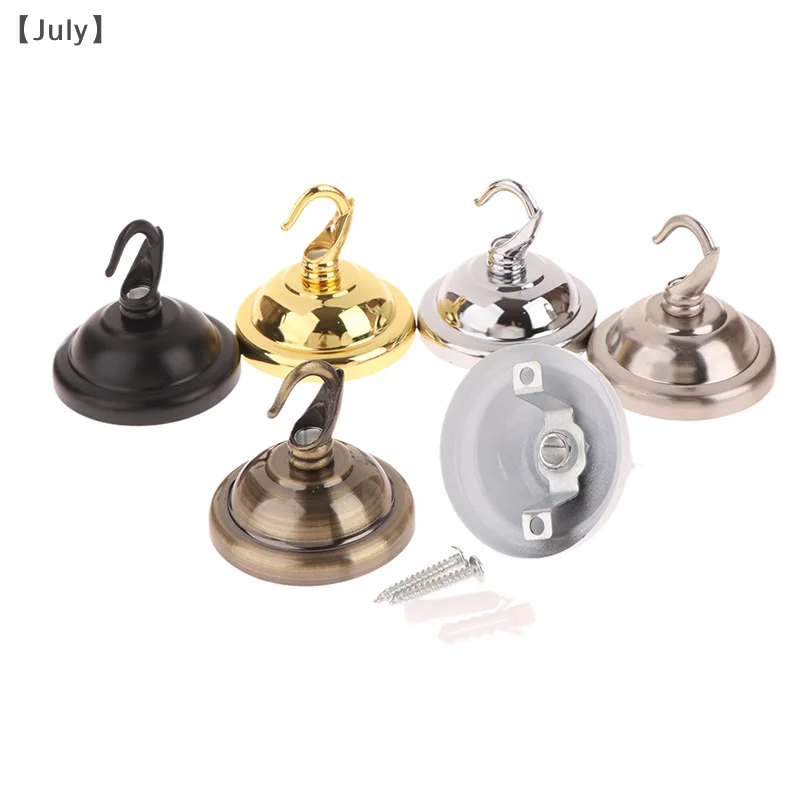 

1 Set Ceiling Mount Pendant Lamp Base Black/White/Bronze/Gold/ 56mm DIY Round Iron Hook Ceiling Plate Base