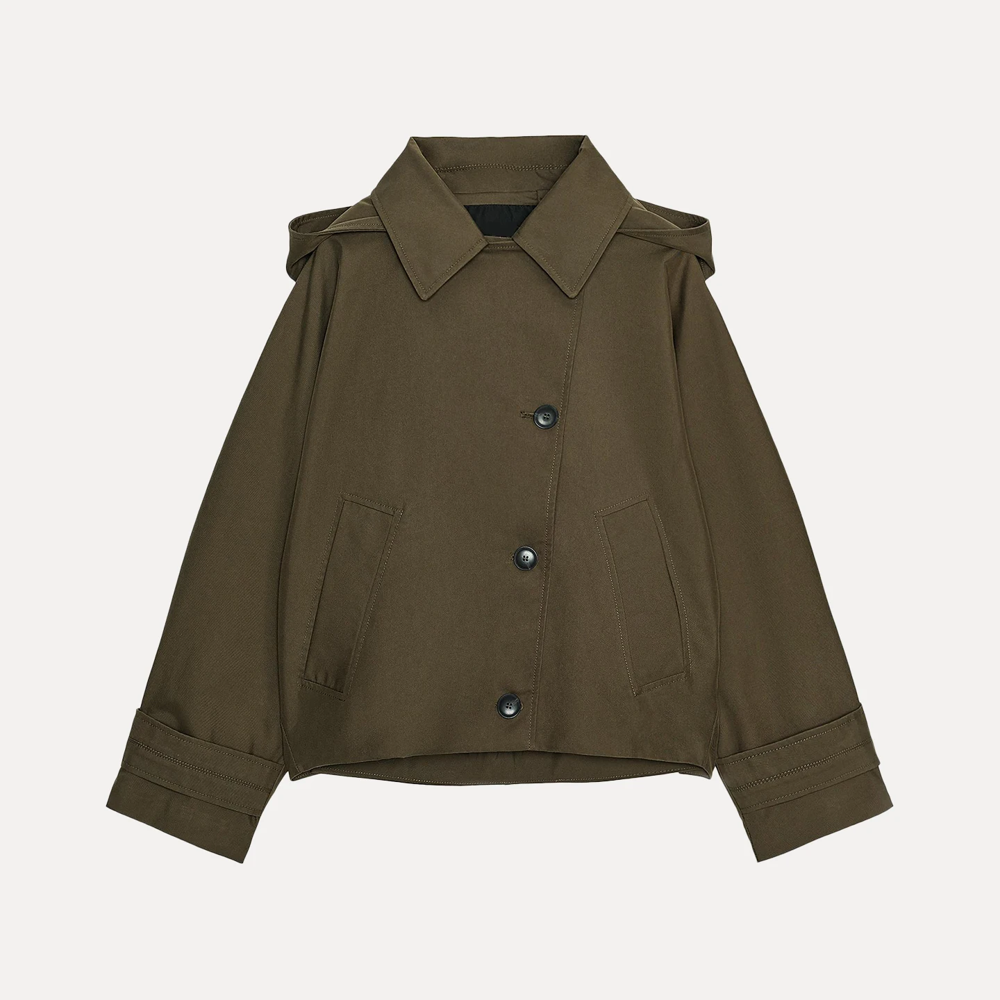 

Faionable Waterproof Pure Color Women's Coat Ele Aosphere Commute Sle ort Length Single Button Closure Long Sve