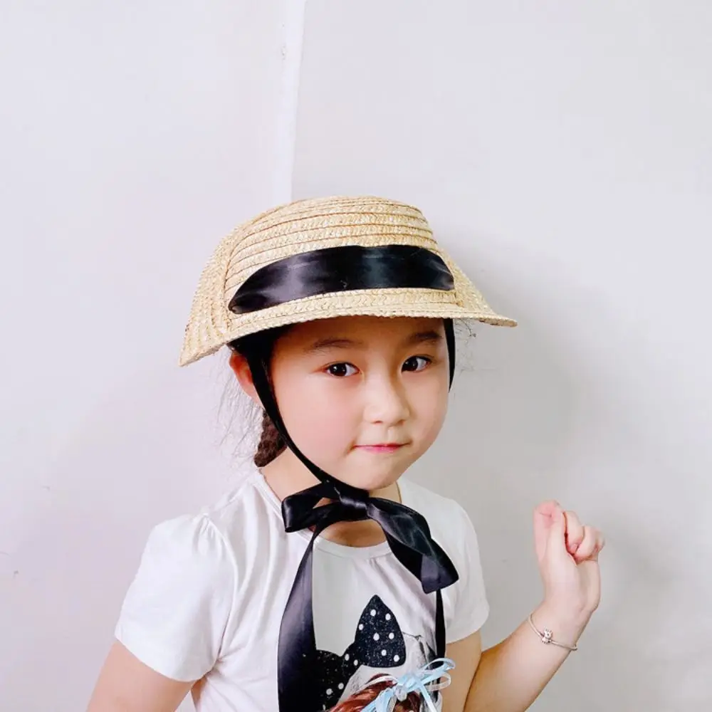 

Детская соломенная шляпа от солнца для девочек с регулируемыми ремешками, пляжная шляпа из рафии для защиты от солнца, летний сезон