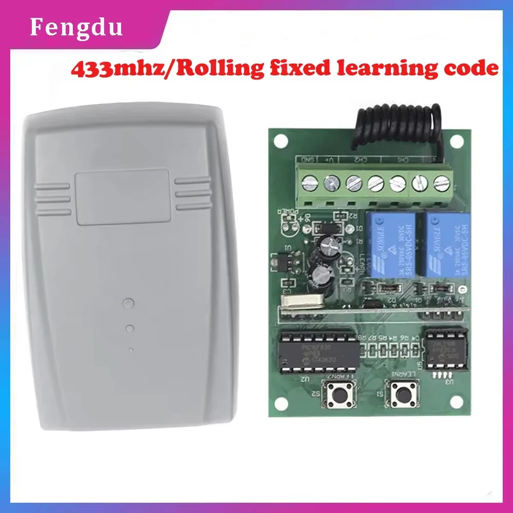 

Garage Door Remote Control Receiver 2CH For ERREKA ACM CAME DEA DOORHAN AT-4 MOTORLINE DITEC 433mhz Fixed Rolling Code
