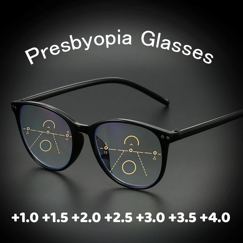 

Progressive Multifocal Presbyopic Eyeglasses Large Frame Rice Nail Hyperopia Eyewear New Retro Anti Blue Light Reading Glasses