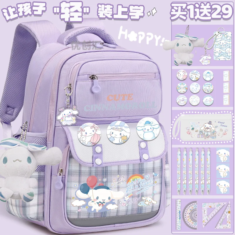 Sanrio student backpack for girls 2025 new model 3-6 grade Cinnamoroll cute backpack large capacity back to school shoulder bag