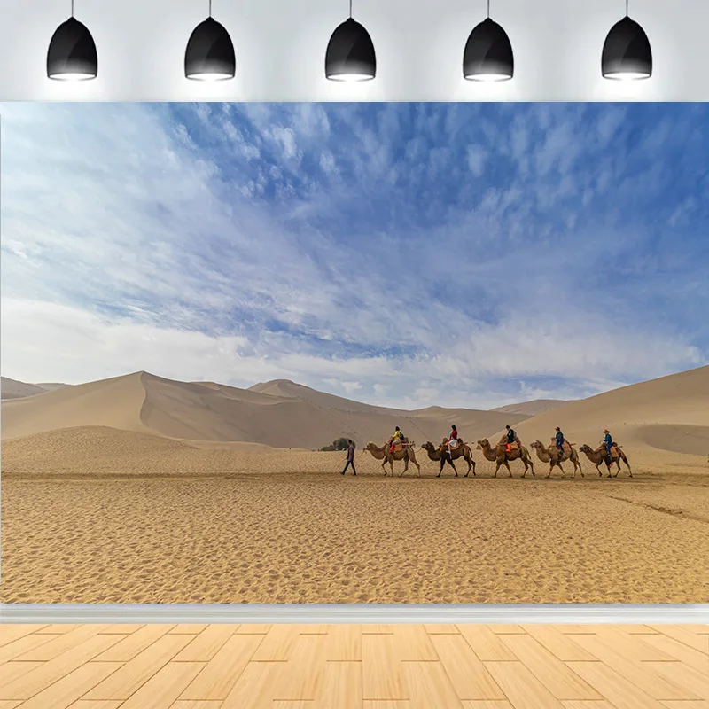 

Desert Dunes Wind Swept Sand Photography Backdrops Sunset Natural Landscape Camels Travel Photo Studio Background SD-04