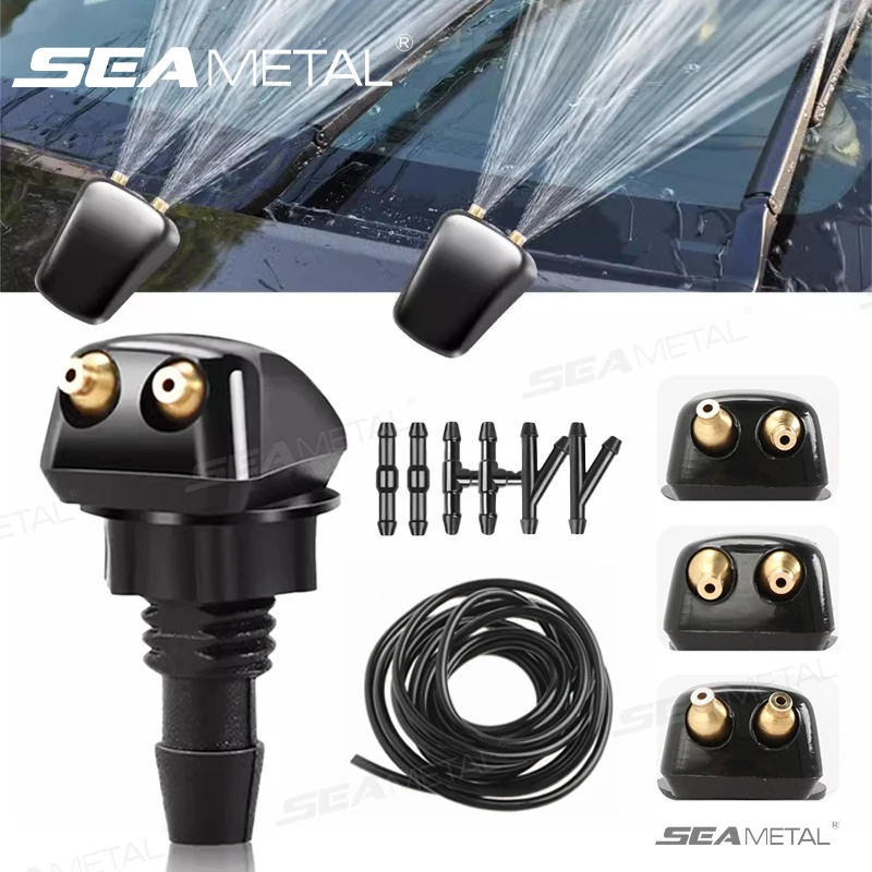 SEAMETAL Car Windshield Wiper Spray Nozzle Hose Kit Front Window Adjustable Wiper Washer Spray Connector Water Jet Washing Tool