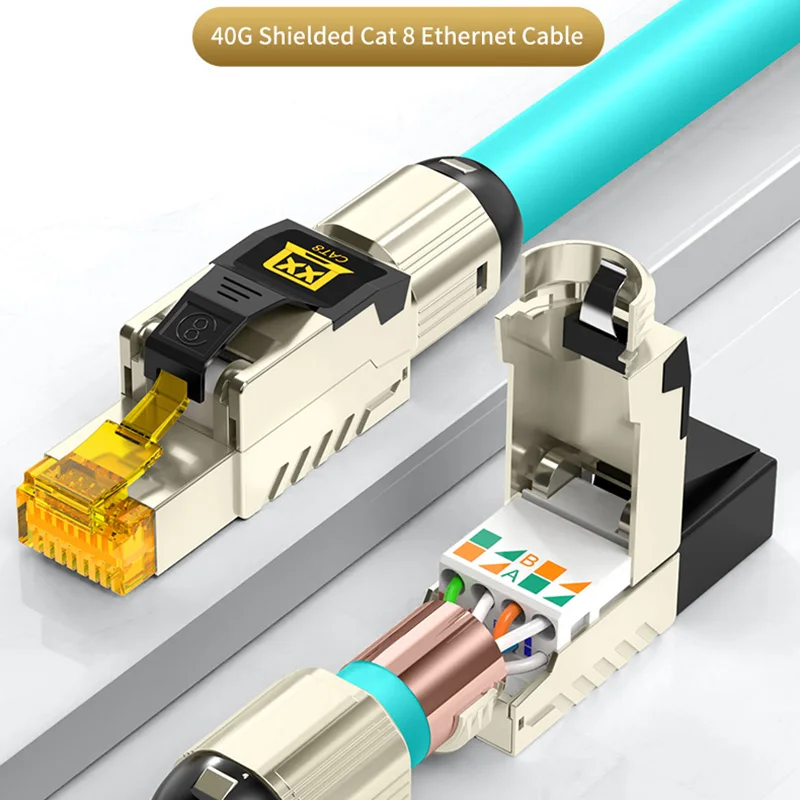 WANJEED Cat 8 Ethernet Cable RJ45 2000MHz Network LAN Cord 40Gbps Shielded for Indoor Use with Router PC PS5 Modem Xbox - Cat6A