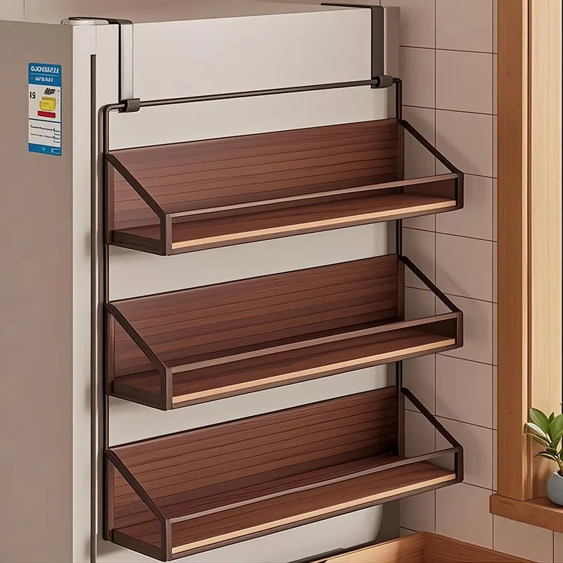 Refrigerator rack, side storage basket, no punching, kitchen hook, hanging shelf, multi-layer wall hanging, layered storage rack