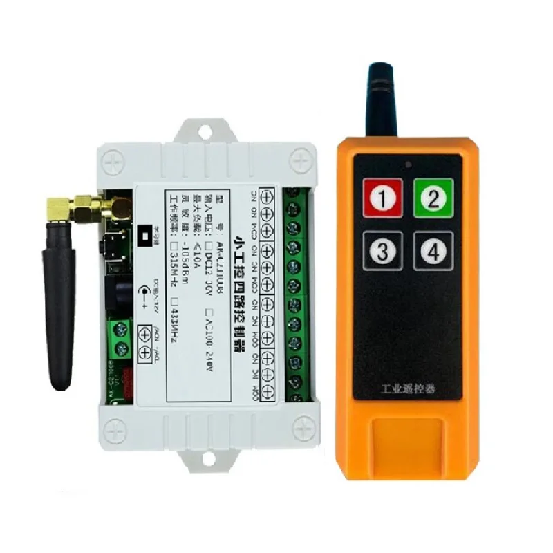 Ndustrial 200m DC12V 24V 36V 4CH Wireless Remote Control LED Light Switch Relay Output Radio RF Transmitter And 433MHz Receiver