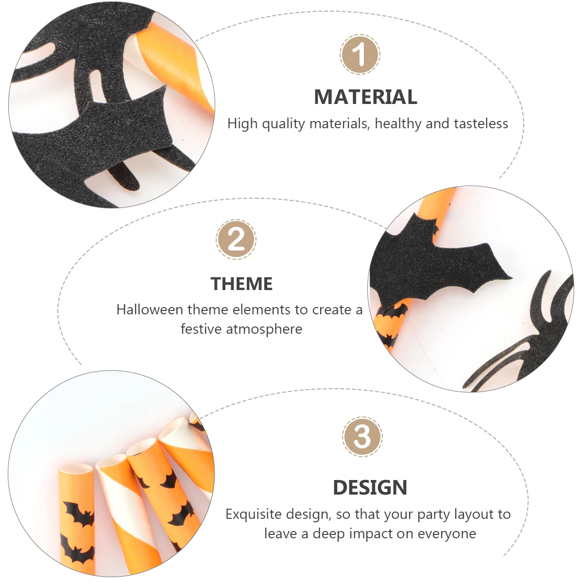 

50pcs Halloween Straws Spider Bat Paper Drinking Eco Friendly Party Decoration Daily Occasions Cake Pops Kitchen Bar Supplies