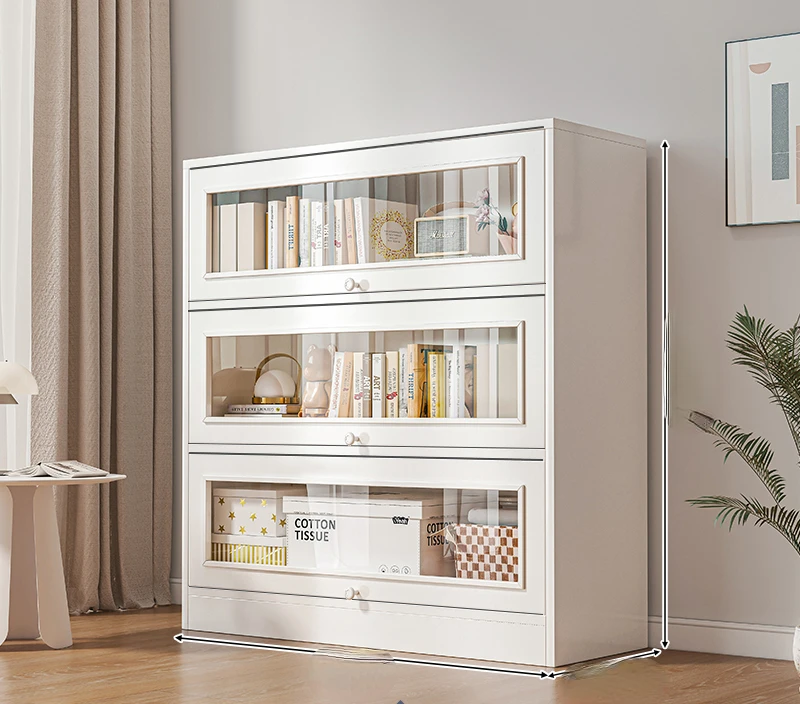 Bookcase, floor to ceiling, living room, dustproof imitation glass door,  cabinet, household storage cabinet, student bookshelf