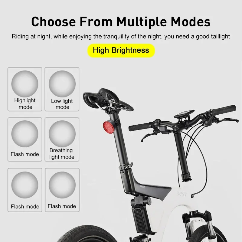 Bicycle Rear Light Cycling Light USB Rechargeable IPX5 Waterproof Bike Light MTB Helmet Pack Bag Tail Light 6 Model Taillight