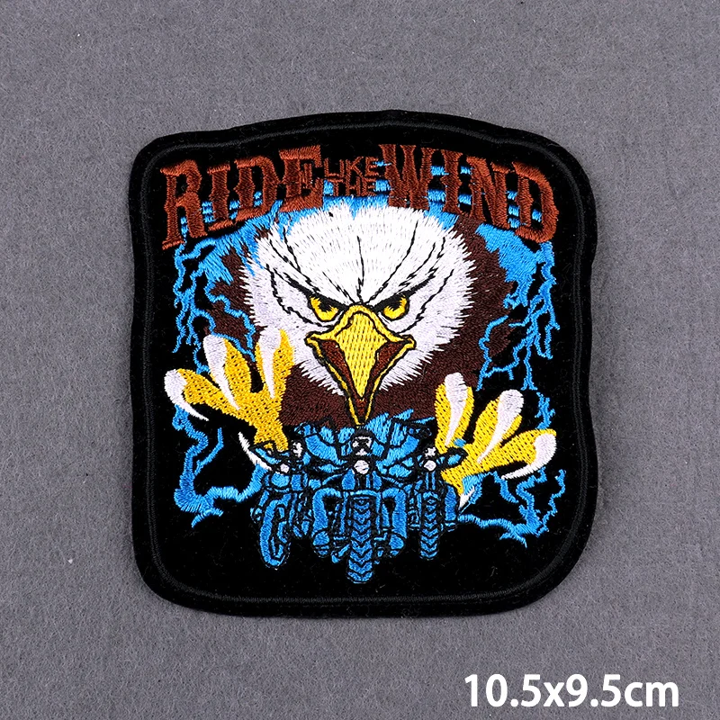 Live To Ride Punk Biker Patch Motorcycle Embroidery Iron On Patches For Clothes DIY Applique For Jacket Vest Decoration