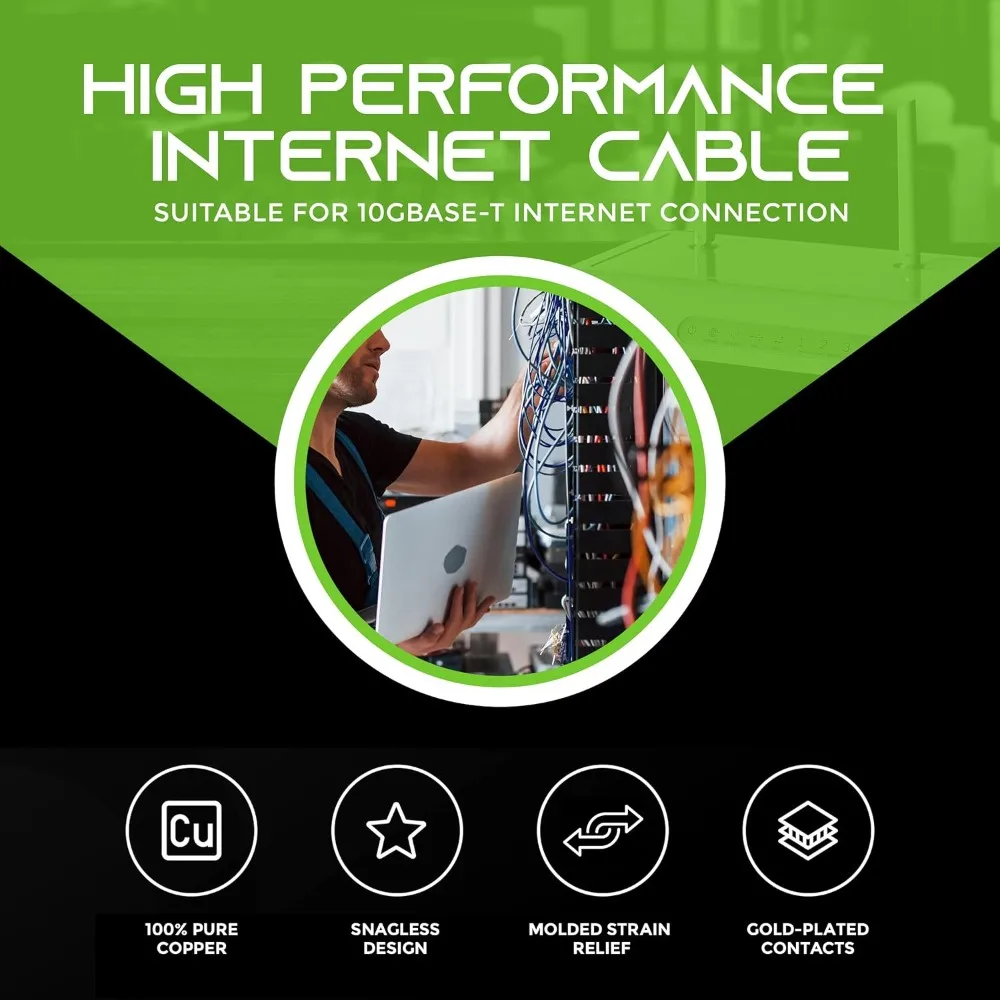 

Комплект из 10 патч-кабелей Cat6 15 футов Ethernet-кабель Cat 6 Гибкая мягкая вкладка без зацепов — серия Preimum — синий