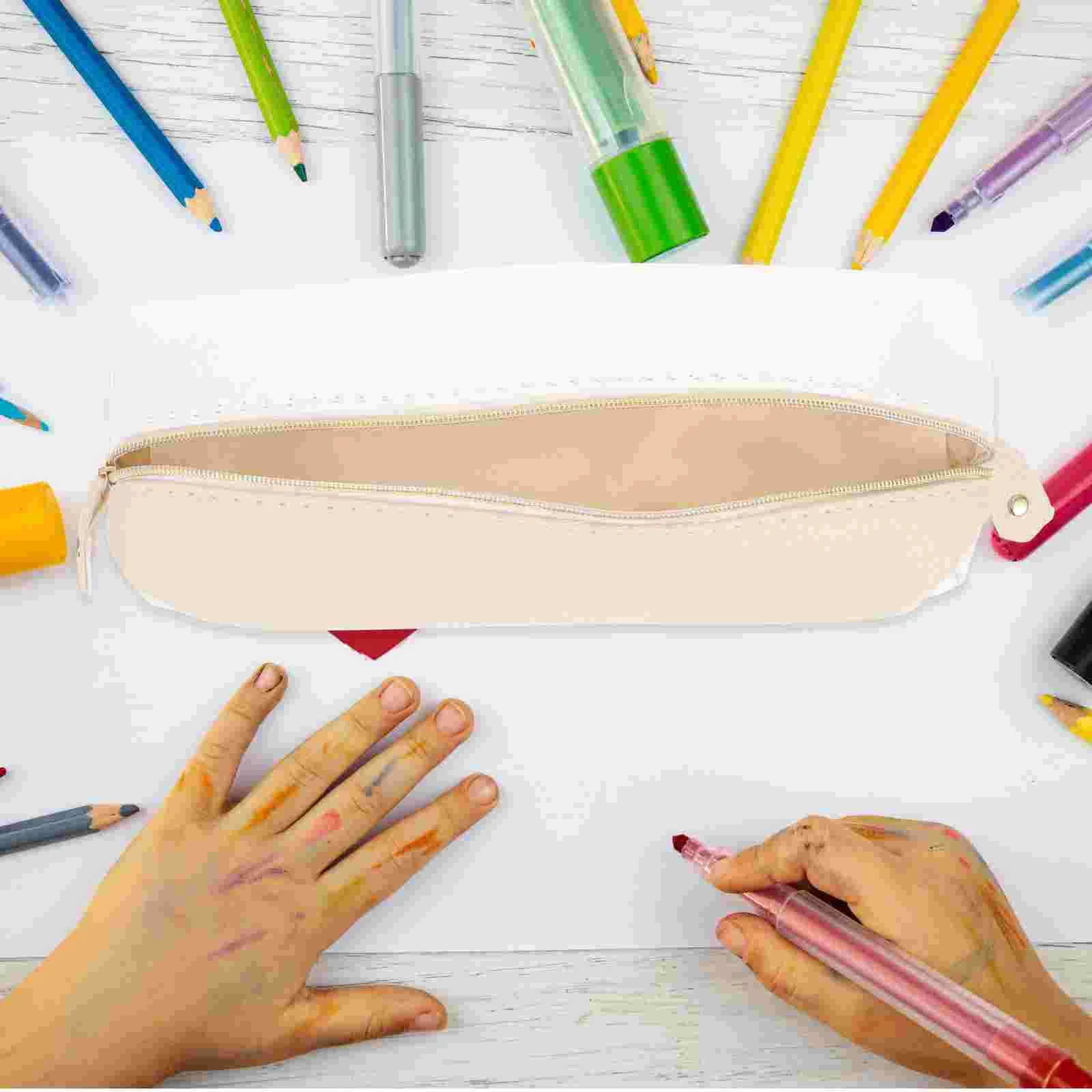 2 Pcs Creative and Simple Double Zipper Pencil Case Pouch for Unisex Students Bag Big Cute Office Multipurpose Small