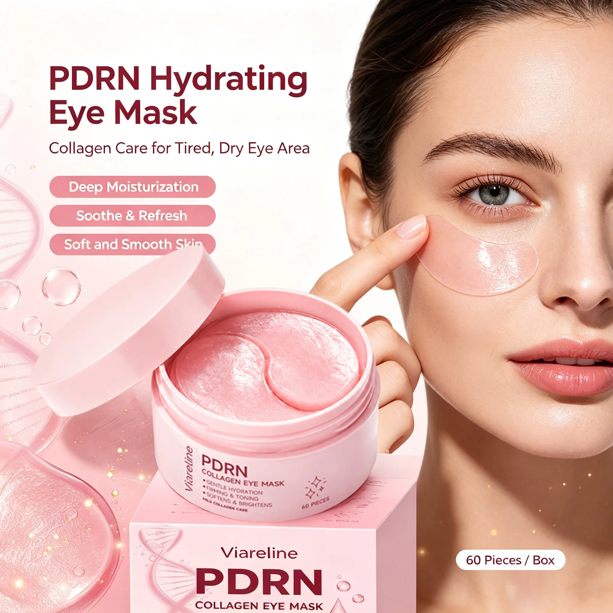 Collagen Under Eye Patches - PDRN Pink Collagen Eye Patches for