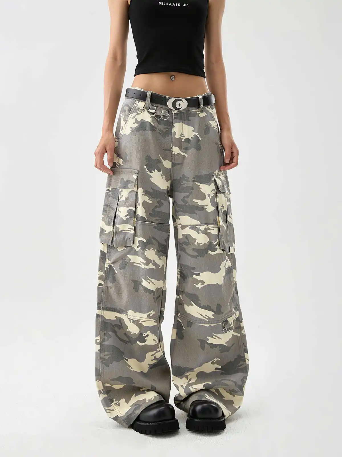 

Women's Baggy Camouflage Cargo Jeans Harajuku Vintage Y2k Oversize Denim Trousers Japanese 2000s Style Jeans Pants Clothes 2025
