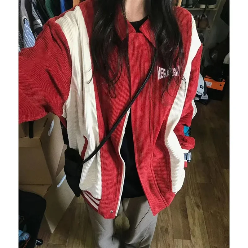 

Fashion Brand American Vintage Splicing Small Niche Collide Coat Female Design Sense 2023 Spring and Autumn new Baseball Jacket