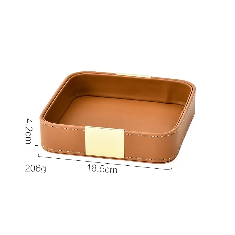 Light Luxury PU Leather Storage Portable Makeup Organizer Storage Jewelry Ring Dish Entrance Key Holder Sundry Tray Jewellry