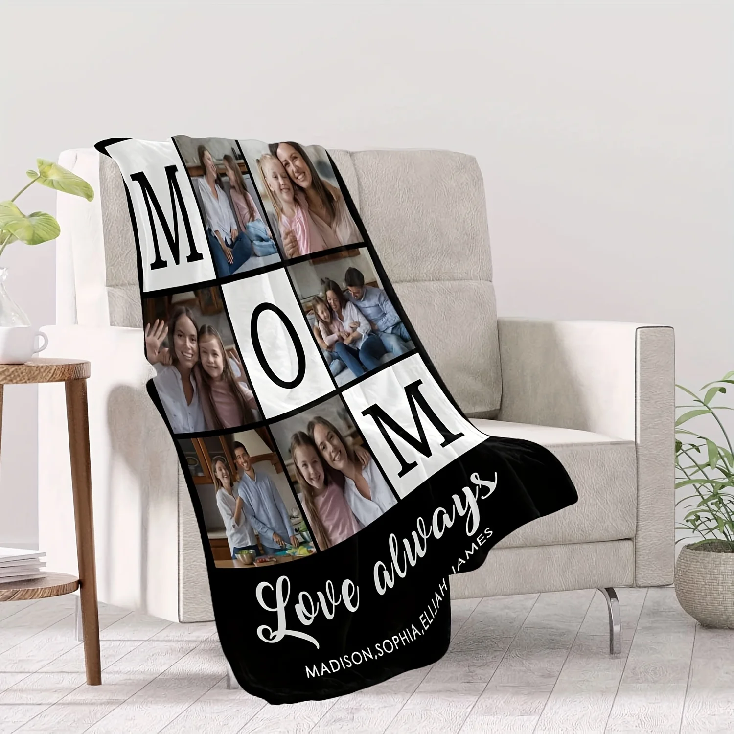 Personalized Family Photo Blanket with 