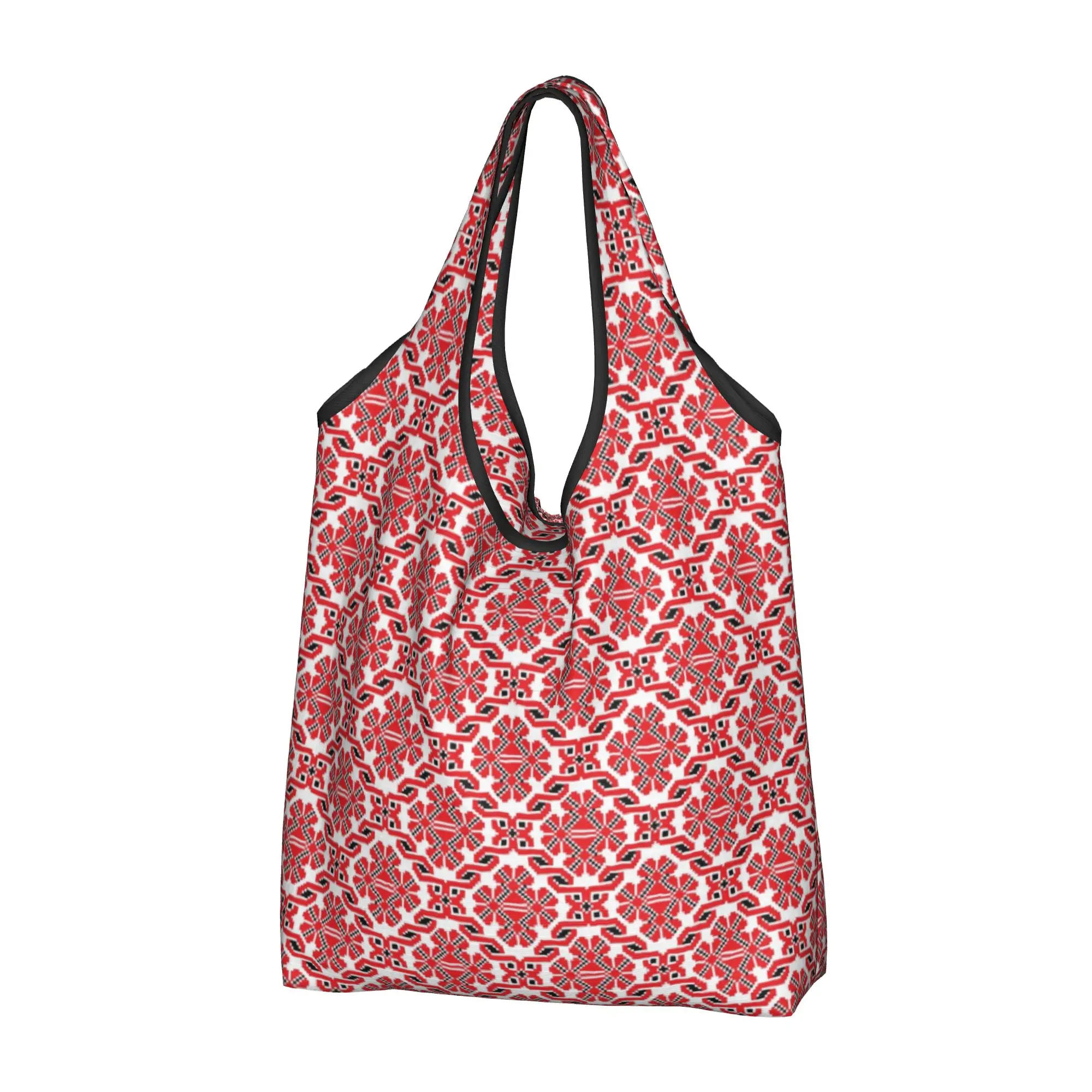 Recycling Ukrainian Embroidery Vyshyvanka Ornament Shopping Bag Women Tote Bag Portable Ethnic Groceries Shopper Bags