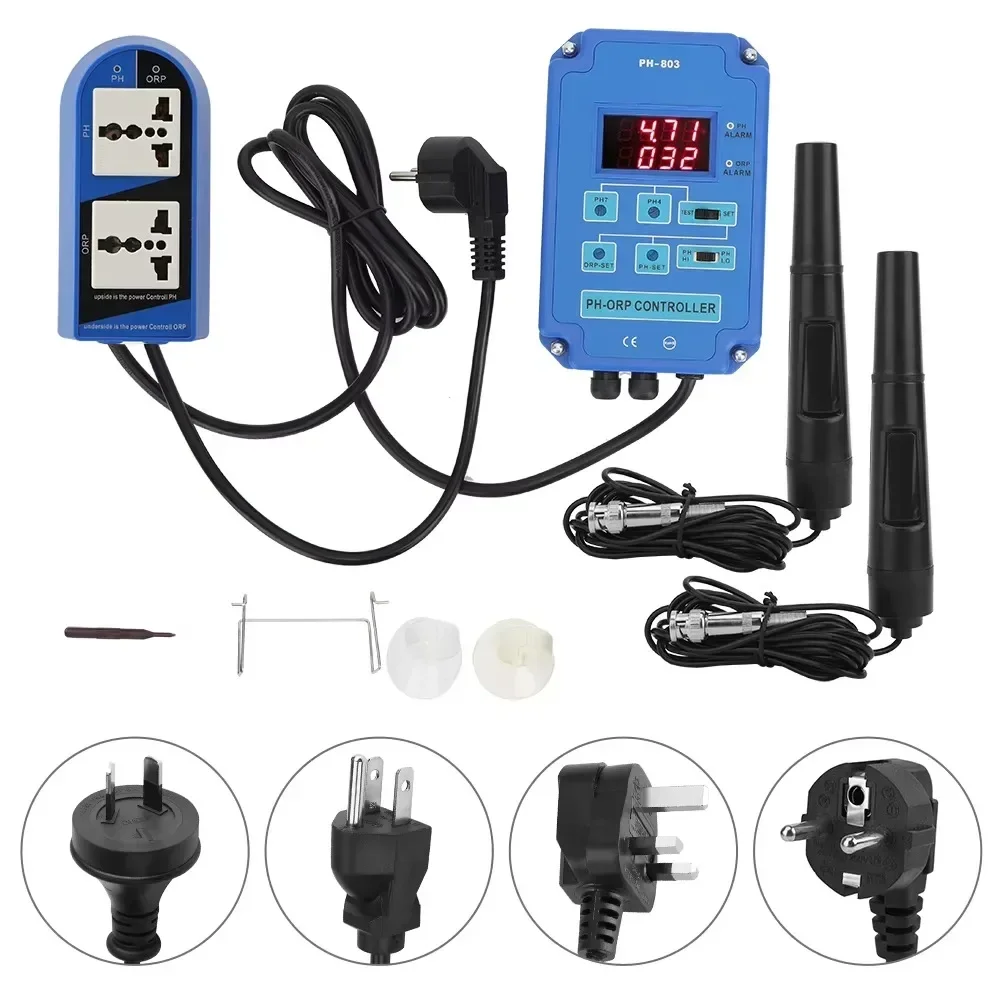 2 in 1 PH ORP Controller Monitor Digital Redox with Output Power Relay Control Electrode Probe BNC for Hydroponics Plants