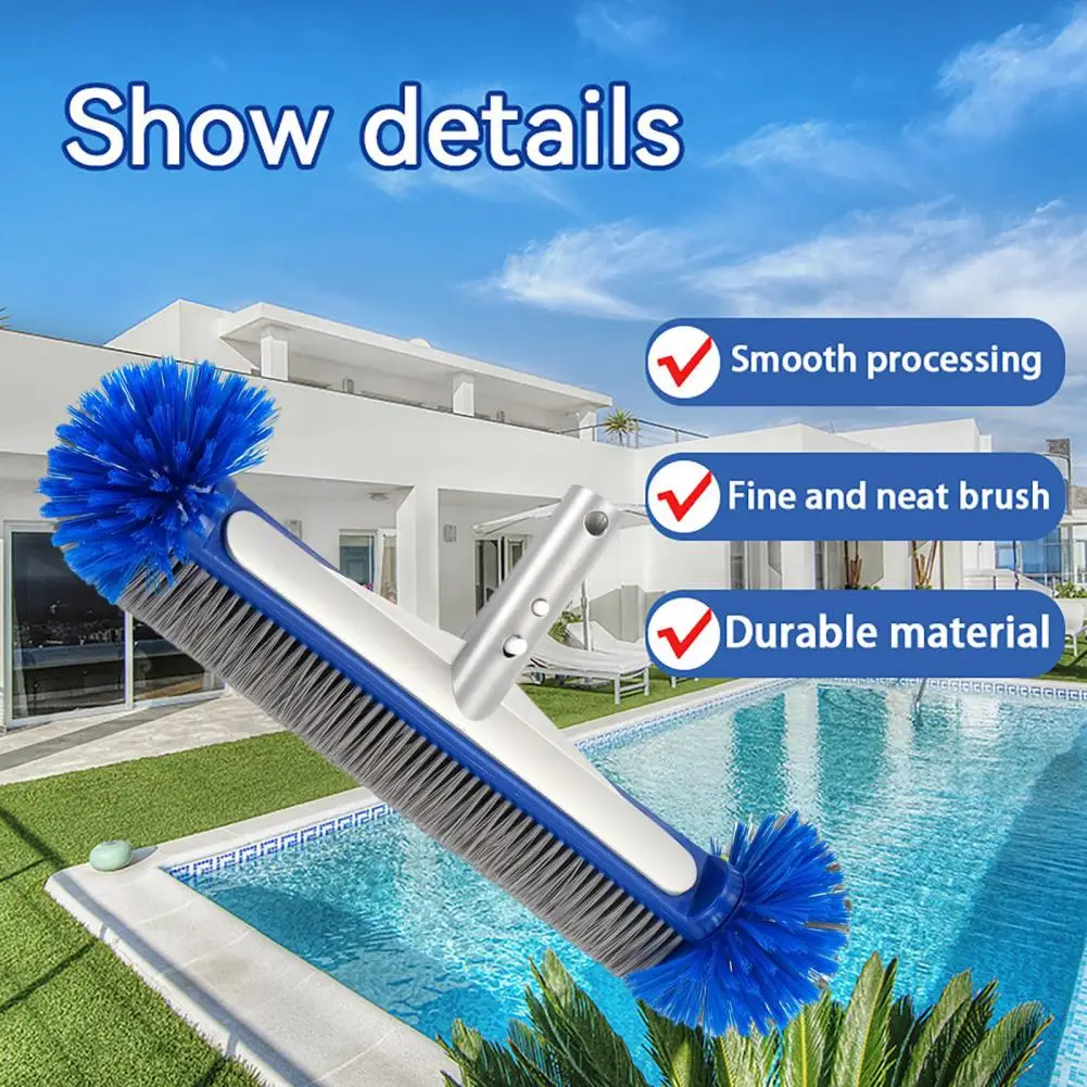 

18-Inch Swimming Pool Brush Head With Corner Cleaning Brush Semi-spherical Bristles Easy To Install Pool Tile Scrubber Brush