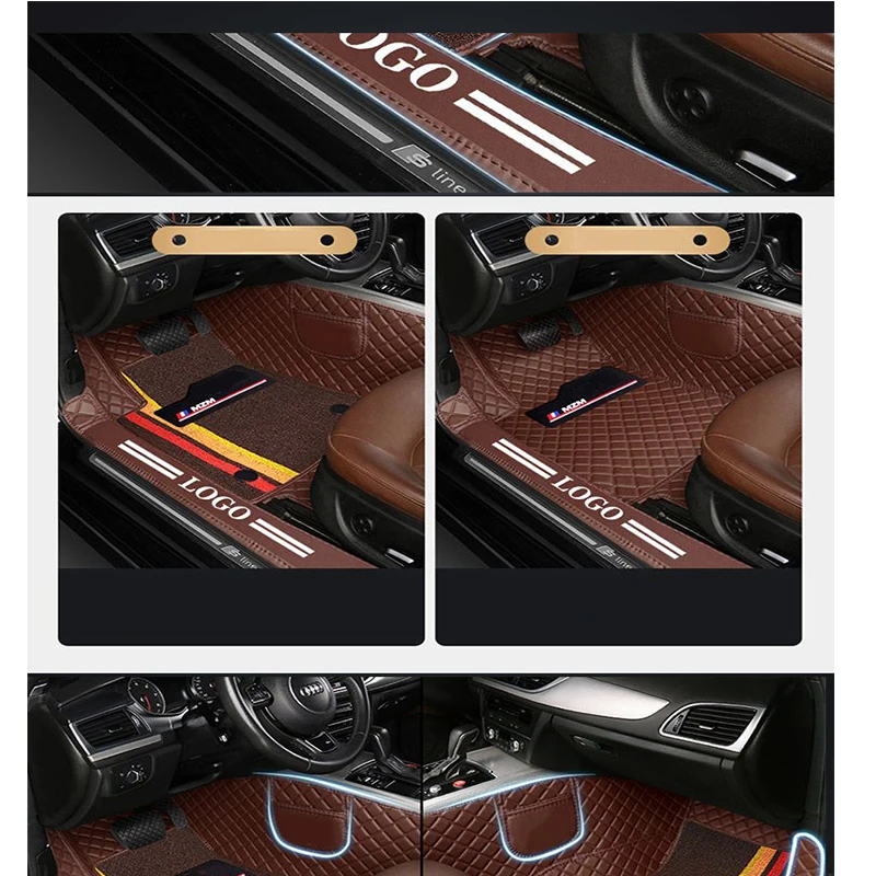 Custom Car Floor Mats For Mercedes Benz GLK 2014 2013 2012 2011 2010 2009 2008 Leather Carpet Car Interior Accessories Foot Pads