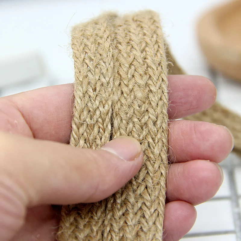 10M Nature Jute Braided Ribbon Flat Burlap Twine Hemp Cords DIY Crafts Wedding Party Decoration Sewing Vintage Ribbon Rope Craft