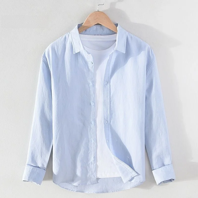 

Повседневная японская льняная одежда из хлопка и льна, свободная посадка, весна-лето, мужская одежда белого цвета, дышащая, удобная