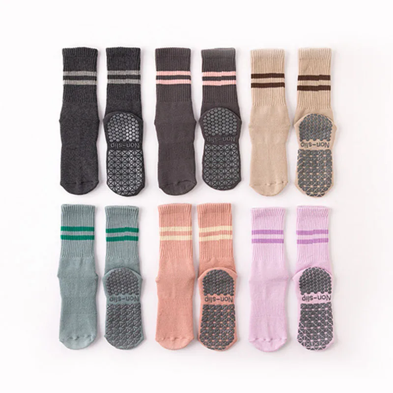 Yoga Socks Cotton Towel Stripe Pile Dot Silicone Non-slip Women High Quality Pilates Grip Crew Socks