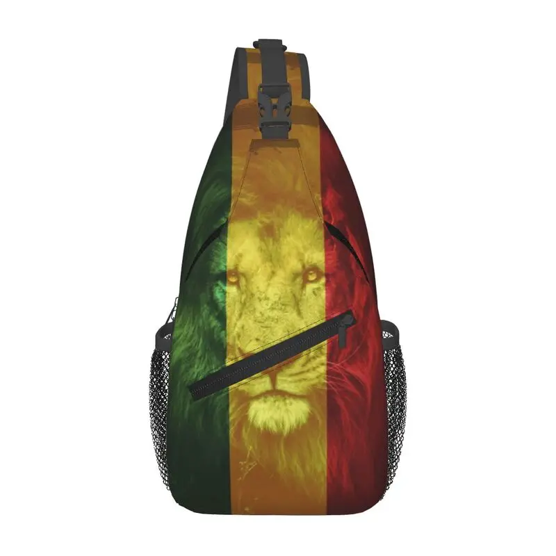 Customized Rasta Lion Jamaica Flag Sling Bag Men Fashion Jamaican Reggae Shoulder Crossbody Chest Backpack Traveling Daypack