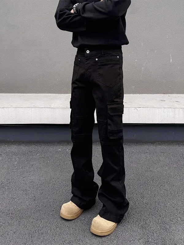 

American Sle Loose Fit Straight Leg Jeans Men's Trendy Multi ket Bla Slimming Long Pants Workwear Casual Jeans
