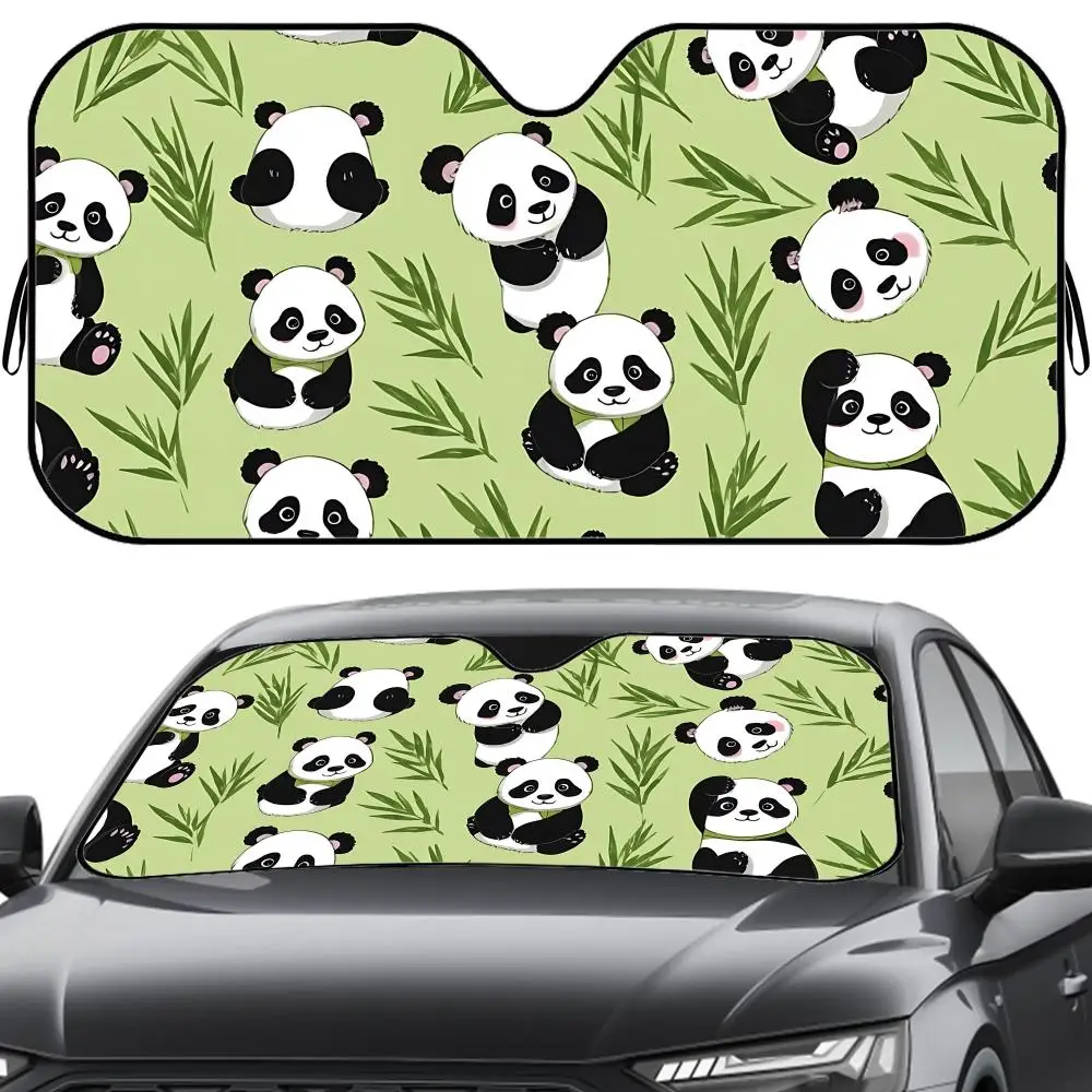 

Cute Cartoon Panda Sun Visor Reusable Aluminum Foil UV Protector Heat Five-Layer Insulation Windshield Sunshades