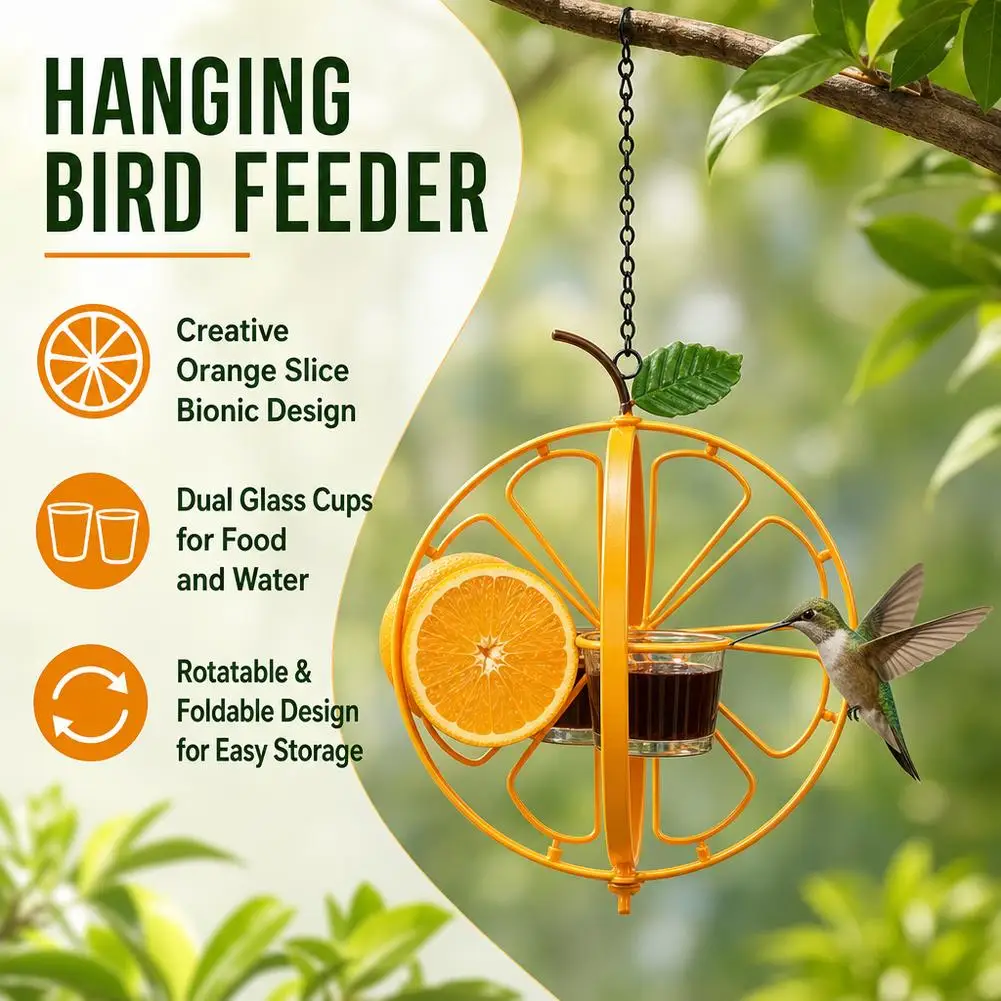Humming Bird Feeders For Outdoors Orange Metal Bee-Proof Hangable Hummingbird Feeders For Outdoors Leak-Proof Feeding Supplies