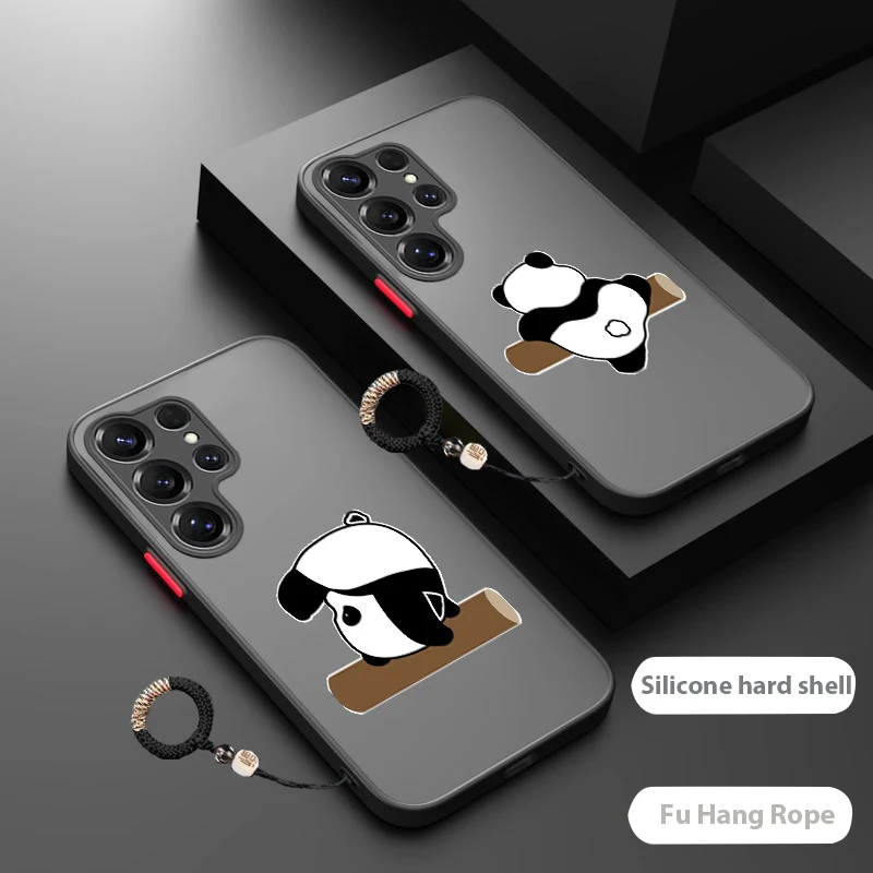 

Inverted cartoon panda For Samsung S25 Ultra S24 S23 P lus S22 S21 FE S20 Plus Galaxy S10 Lite 4G S9 Plus Black phone case