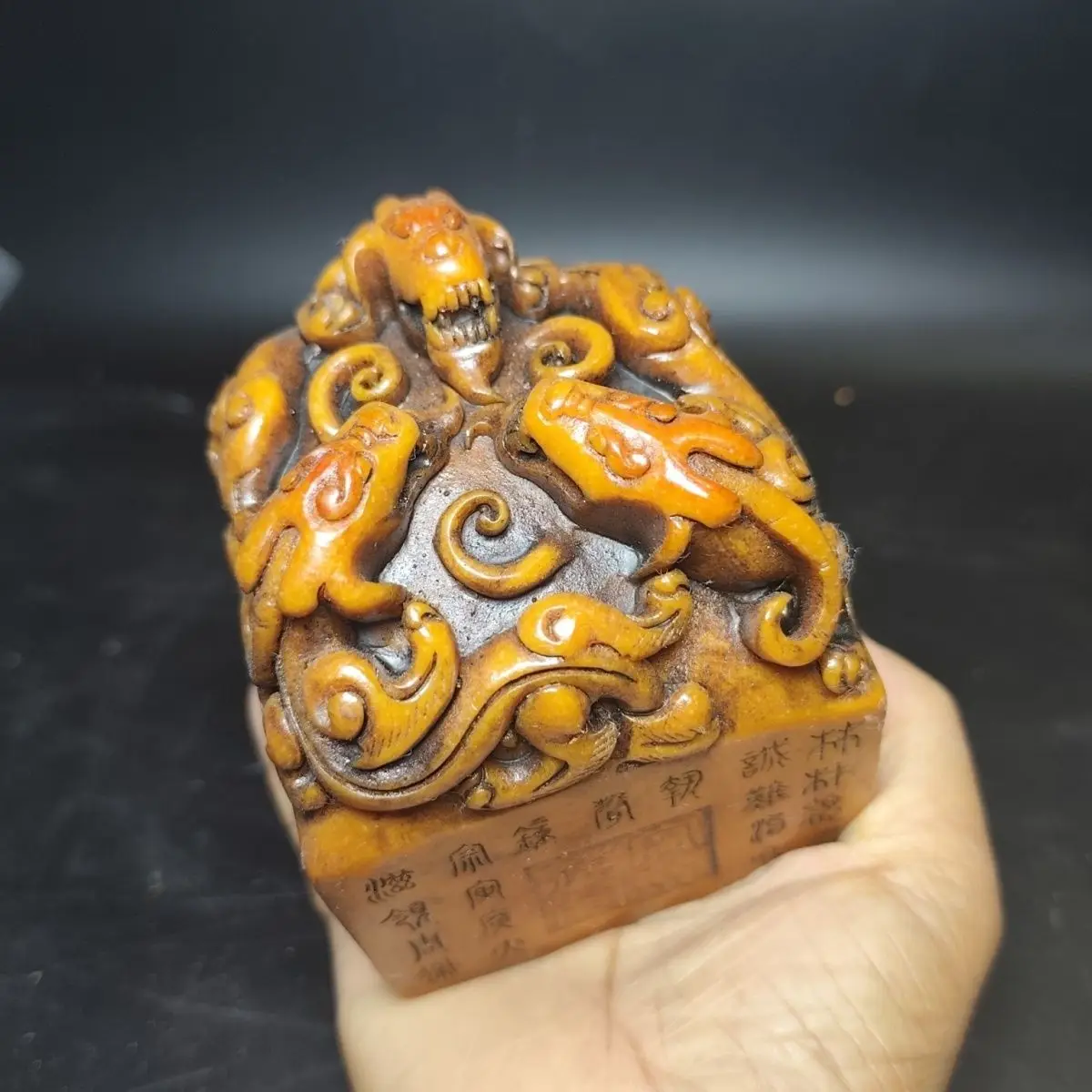 Old Jade Seal Shoushan Stone Pixiu Seal Artificial Stone Decorative Piece Desktop Ornament Home Decoration Accessories