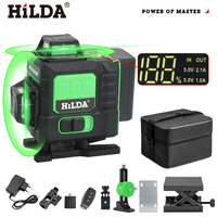 HILDA 16 Lines 4D Cross Line Laser Level Kit Osram Green Laser Beam Self-Leveling 360 Vertical Horizontal with Battery