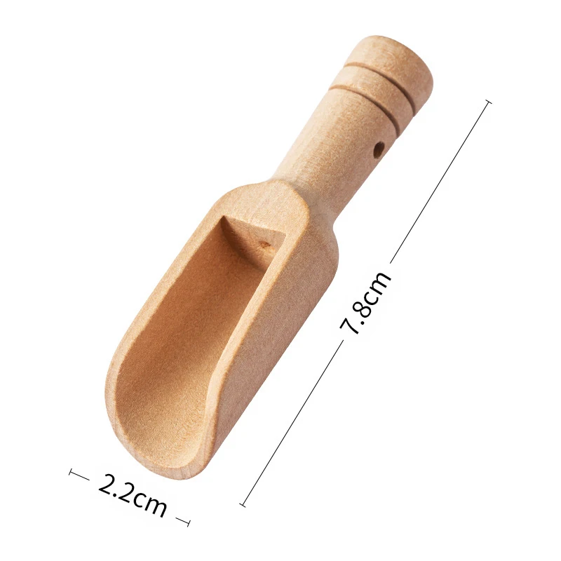 LMETJMA 2Pcs Mini Wooden Spoons Small Bath Salt Scoop Natural Beech Wood Scoop Small Spice Spoons For Sugar Scrubs Cereal JT557