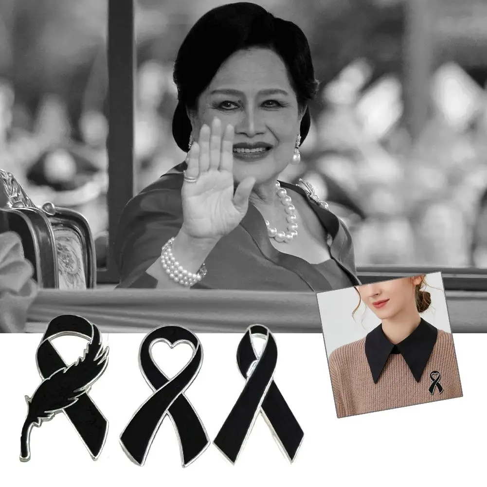 شريط أسود صغير شارة بدبوس بروش جنازات تذكارية دبوس المينا شريط أسود شارة الحداد شارة جنازة دبوس بروش بروش #1