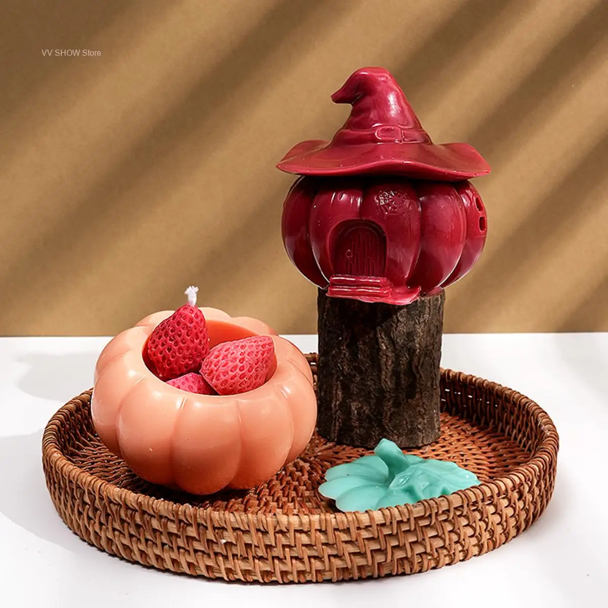 Pumpkin Storage Box Resin Mold Halloween Witch Pumpkin Gothic Wearing Hat Silicone Mold DIY Handmade Plaster Concrete Candle Jar