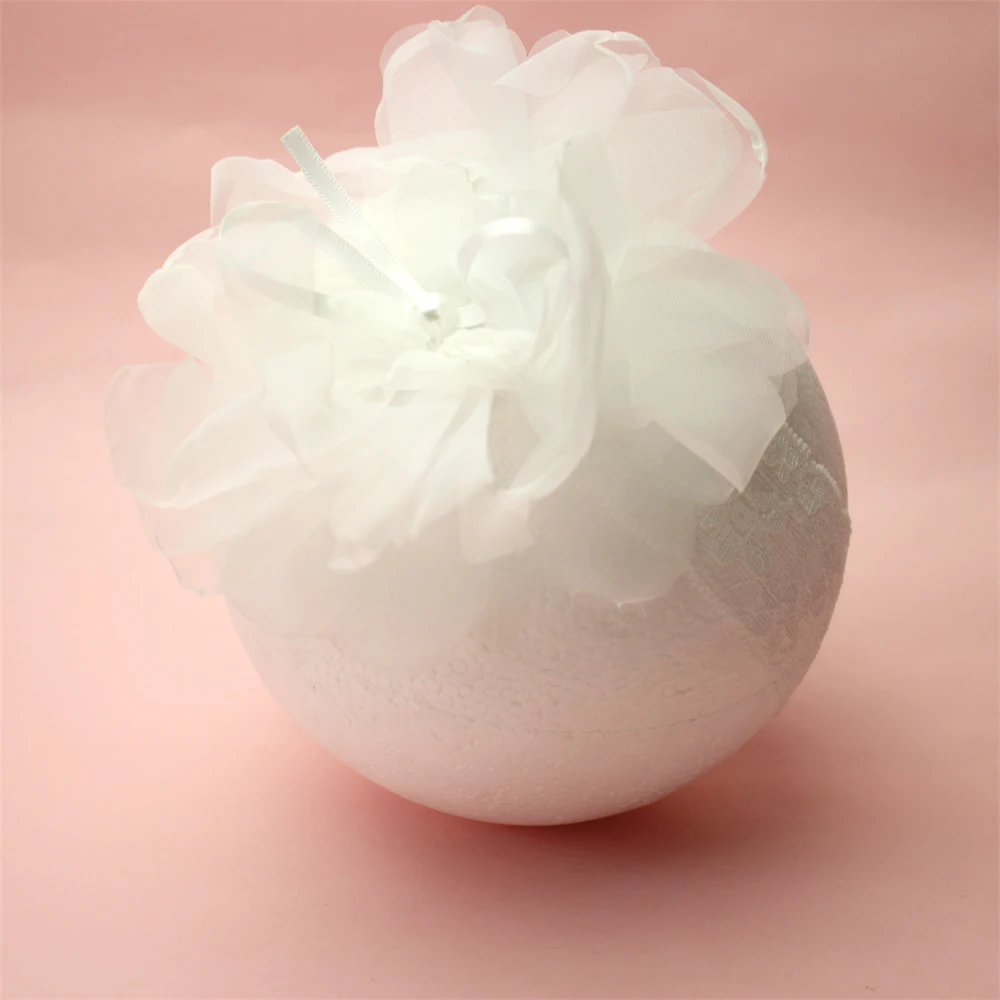 Large Chiffon Flower Headband Baby Girls Party Headdress Newborn White Mesh Flower Pearl Baby Hairflower Infant Wedding Headwear