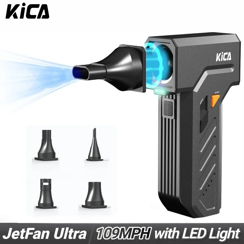 

KiCA Jetfan Ultra Cordless Air Duster Blower - 116000RPM 45m/s for Outdoor Gear Cleaning, Camping, Hiking, Portable Rechargeable