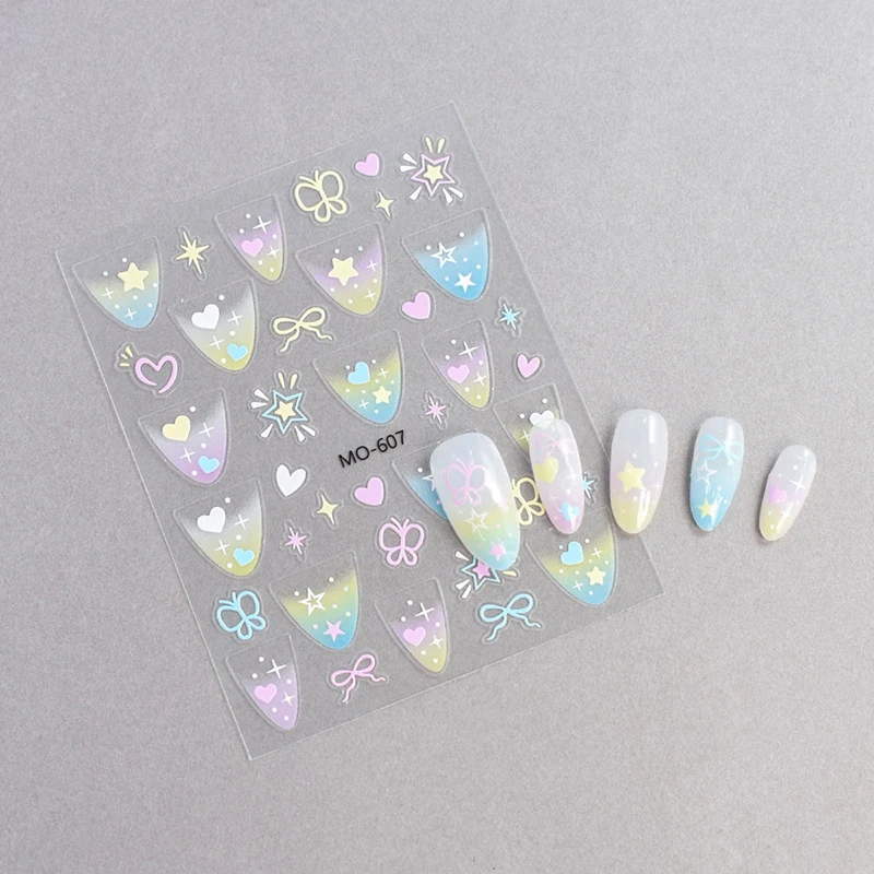 Dopamine Fireworks Nail Art Stickers Romantic Starry Sky Bright Fireworks Adhesive Nail Slider Jewelry Nail Art Sticker