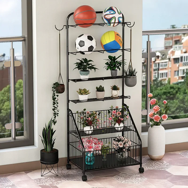 

Home Children's Toy Storage Basket Various Sports Products Metal Storage Rack for Basketball Household Storage Dinnerware