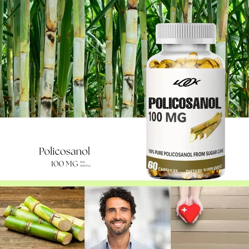 Policosanol Sugar Cane Extract, 100mg, 60 Vegetable Capsules, Non-GMO and Gluten-Free