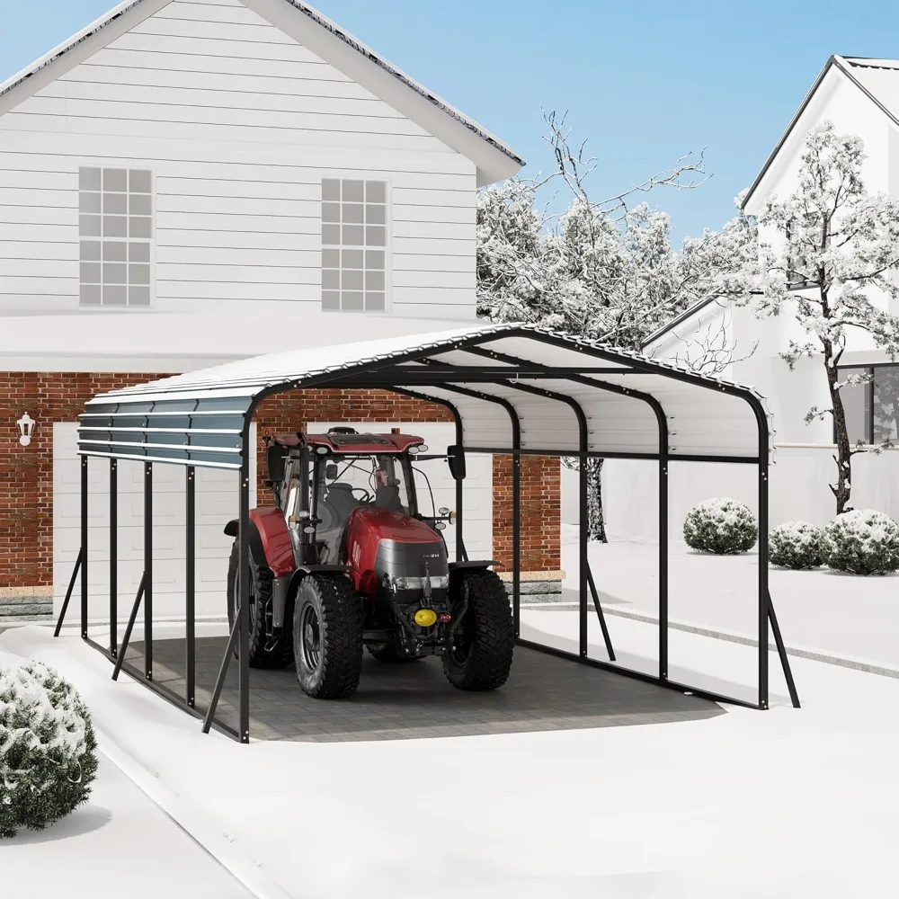 

Metal Carport, 12x20 ft Car Port with Enhanced Base and Galvanized Steel Roof, Heavy Duty Garage Car Shelter Shade, Outdoor Cano