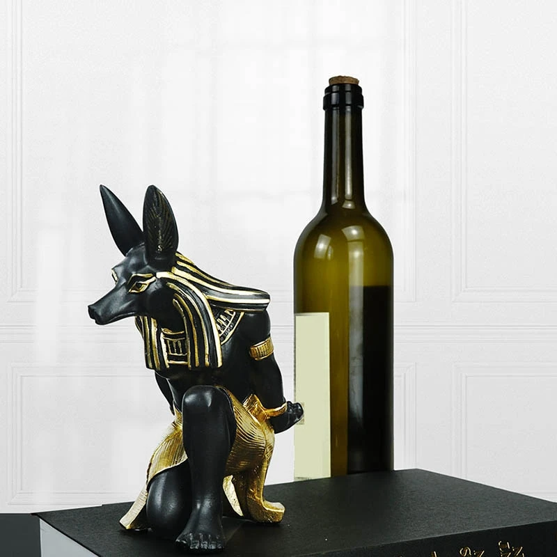 Resin Anubis God Wine Rack Figurines Modern Egypt Dog Miniatures Statues Animal Interior Home Desk Decor Sculpture