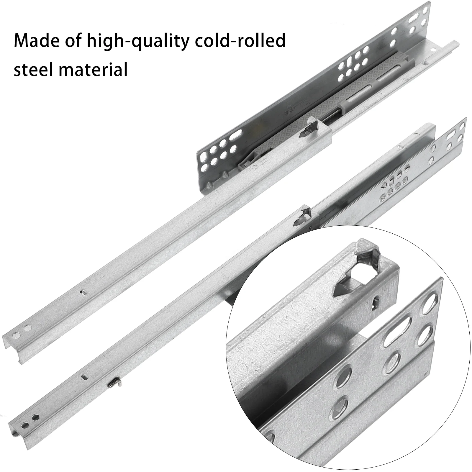 2 Pcs Hidden Slide Silent Rails Two Section Track Drawer Bottom Mute Runner Slides Heavy Buffer Cold Rolled Steel Thick Sheet