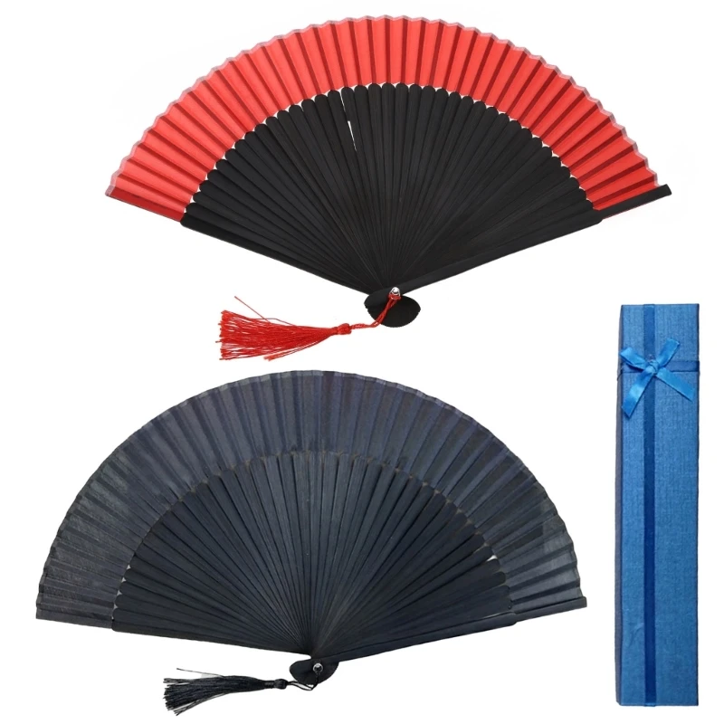 2pcs Large Folding Hand Fan for Women Men Chinese Japanese Bamboo Hand Fans for Festival Dance Gift Performances Decor