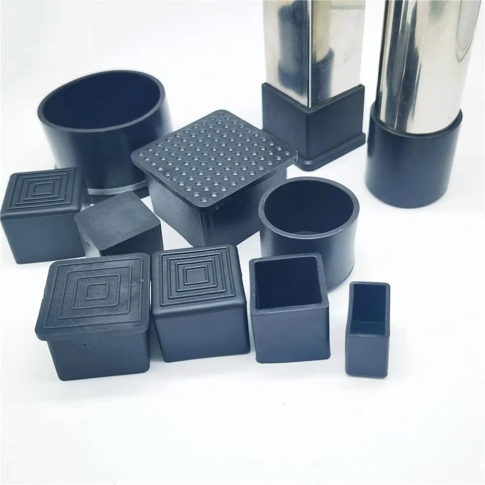 

Chair Leg Caps Rectangle Black Rubber Table Furniture Feet Pipe Tubing End Cover Socks Plugs Non-slip Floor Protection Pads