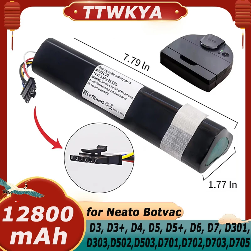 

Original 14.4V 9800mAh 12800mAh Li ion Replacement Battery For Neato Botvac D3 D4 D5 D6 D7 945-0225/205-0011 Sweeping Robot